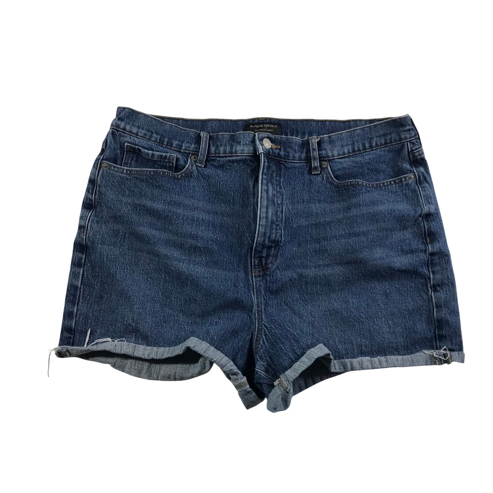 Banana Republic Girlfriend Short Womens 33/16 Medium Wash Denim High Rise Cuffed